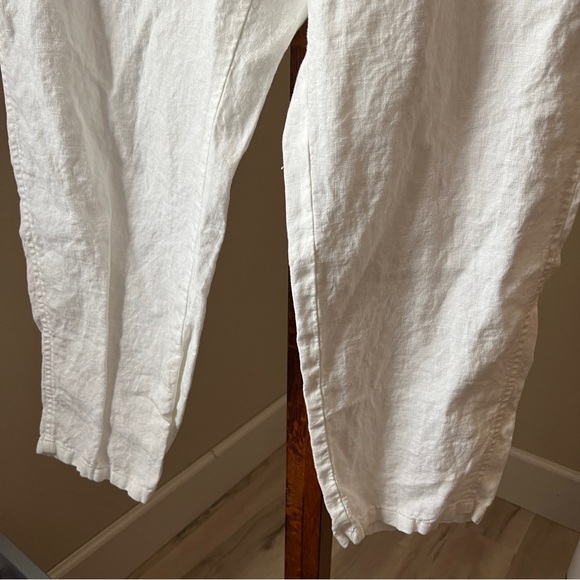 J Jill Love Linen Pants XL Cropped Pull On Pockets Ivory Relaxed Comfort Band - Picture 2 of 12